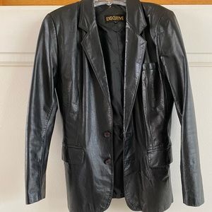 Classic Black Leather Blazer